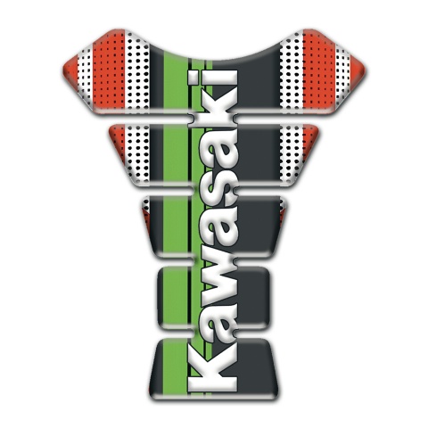 Kawasaki Tank Pad Protector Gray Red base Green tape Logo Panel 