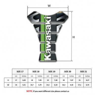Kawasaki Tank Pad Motorbike Metal Rarts Base and Green Tape Logo Style 