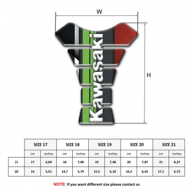Kawasaki Tank Protector Motorcycle Anti Slip Sticker with Vertical White Green Logo 