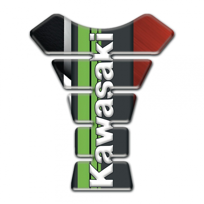 Kawasaki Tank Protector Motorcycle Anti Slip Sticker with Vertical White Green Logo 