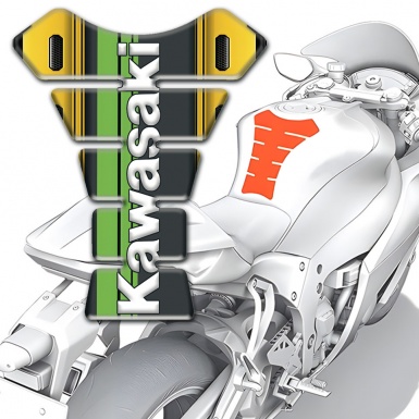 Kawasaki Tank Guard Pads Yellow Base Black Greeen logo Panel 