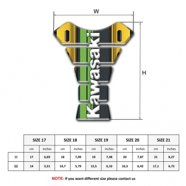 Kawasaki Tank Guard Pads Yellow Base Black Greeen logo Panel 