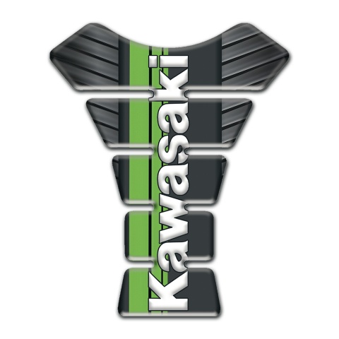 Kawasaki Tank Pad Protector Rubber Base Effect Vertical White Logo 