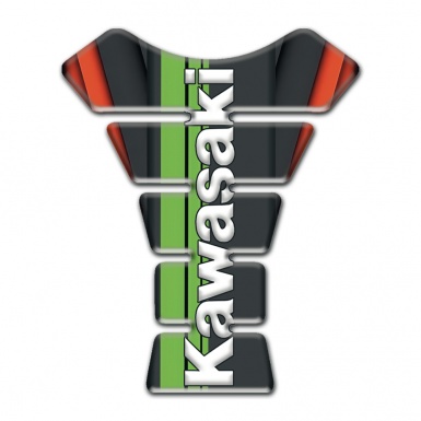 Kawasaki Tank Pad Motorbike Black Orange Base Vertical White Logo 