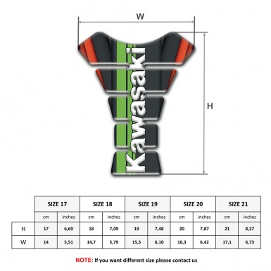 Kawasaki Tank Pad Motorbike Black Orange Base Vertical White Logo 