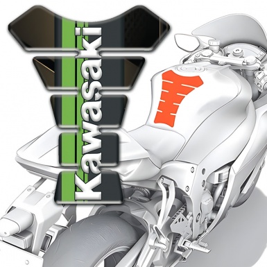 Kawasaki Tank Guard Pads Bronze base Vertical White Logo 