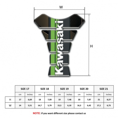 Kawasaki Tank Guard Pads Bronze base Vertical White Logo 