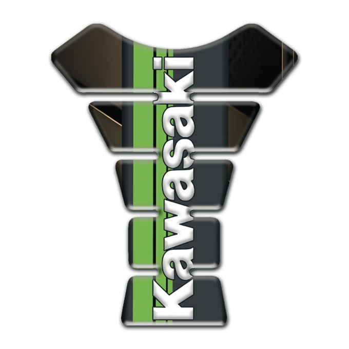 Kawasaki Tank Guard Pads Bronze base Vertical White Logo 