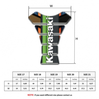 Kawasaki Tank Pad Protector Orange Brown base Motive Green Tape Logo Panel 