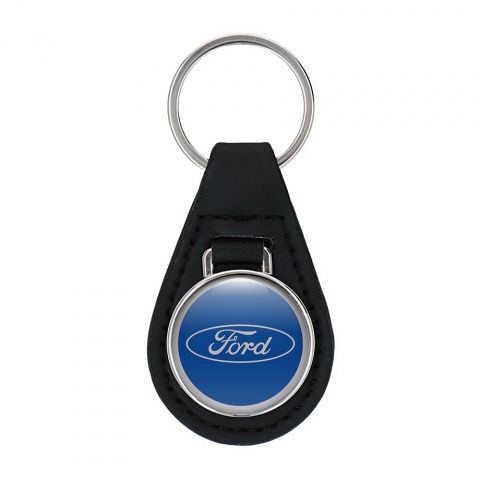 Ford Key Fob Leather Blue Silver Classic