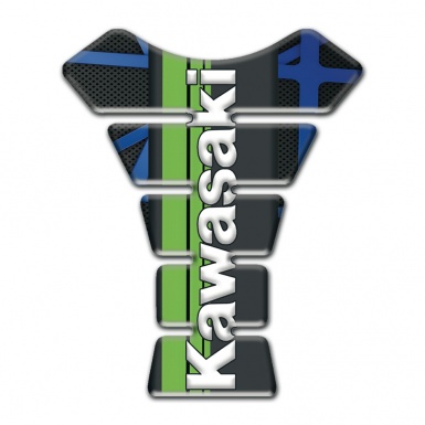 Kawasaki Tank Guard Pads Black with Blue Patterns background 