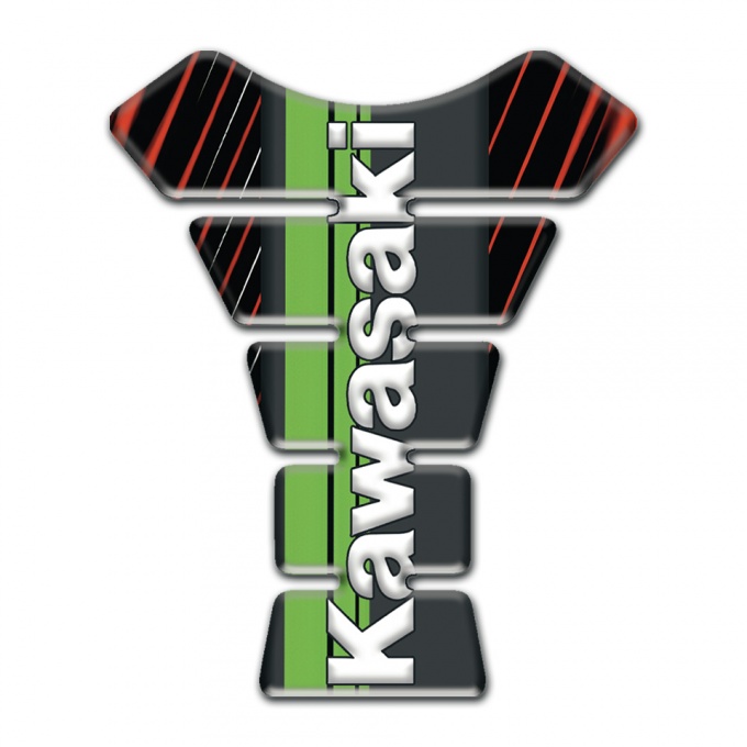 Kawasaki Tank Pad Protector Black with Red Stripes background 