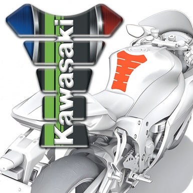 Kawasaki Tank Fuse Colorful Background and Vertical White Logo 
