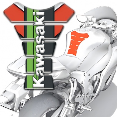 Kawasaki Tank Fuse Red Gray Background Green Logo Panel 