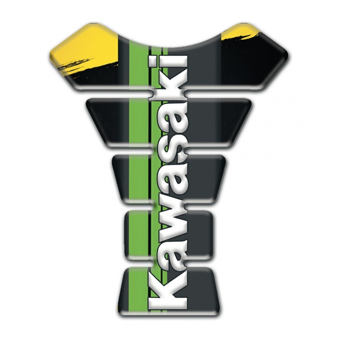Kawasaki Tank Protector Yellow Black Paint base Green tape Logo Panel 