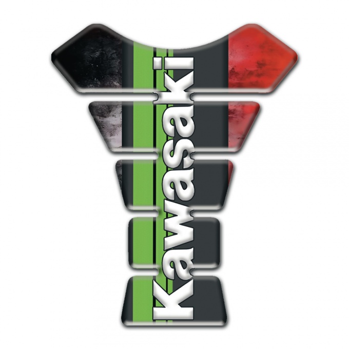 Kawasaki Tank Pad Motorbike Mixed Colors background Green Tape Logo panel 