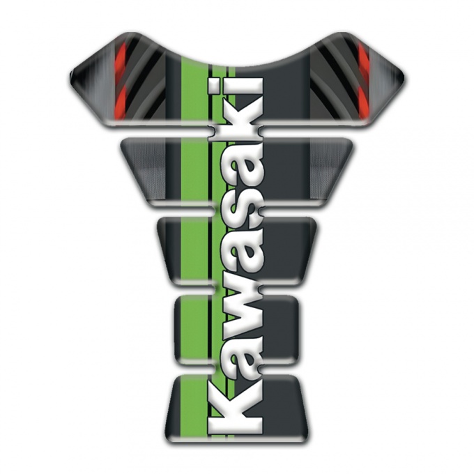 Kawasaki Tank Guard Pads Stylish Model with Green Tape Logo Panel 