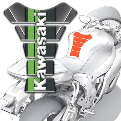 Kawasaki Tank Guard Pads Gray Base with White Stripe Style 