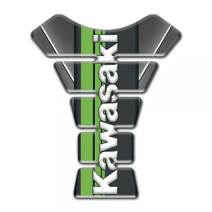 Kawasaki Tank Guard Pads Gray Base with White Stripe Style 