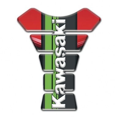 Kawasaki Tank Fuse Red Black Print Background Green Logo Panel 