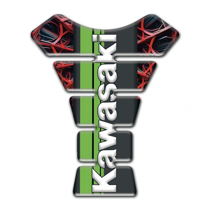 Kawasaki Tank Pad Motorbike Red Spider web Background Design 