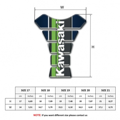 Kawasaki Tank Guard Pads Dark Blue Warp with Green Tape and White logo