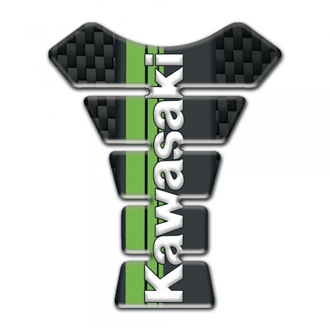 Kawasaki Tank Fuse Black Fibers Warp White Vertical Logo 
