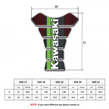 Kawasaki Tank Pad Protector Red Carbon Warp and White Vertical Logo 