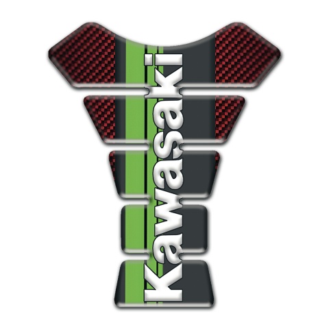 Kawasaki Tank Pad Protector Red Carbon Warp and White Vertical Logo 
