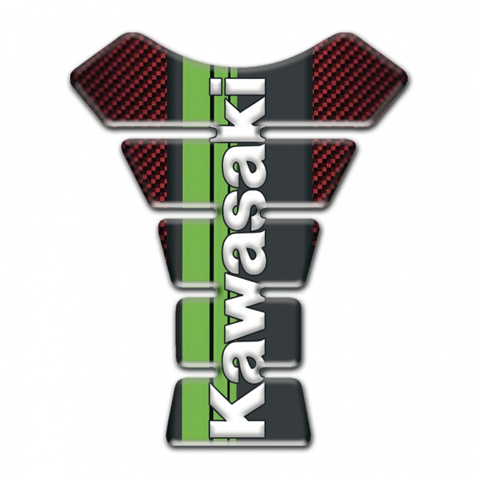 Kawasaki Tank Pad Protector Red Carbon Warp and White Vertical Logo 