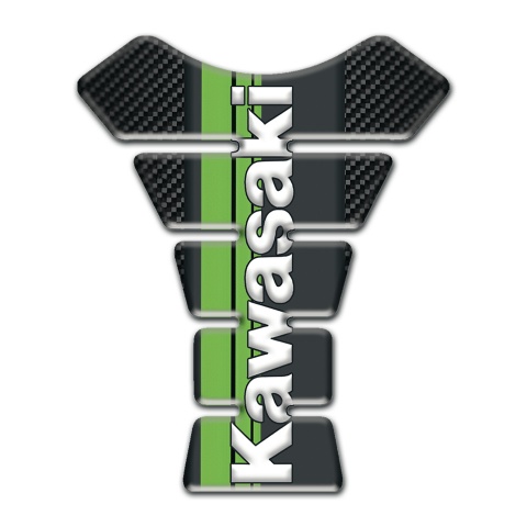 Kawasaki Tank Fuse Black carbon Style Vertical White Logo 