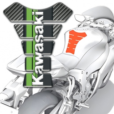 Kawasaki Tank Guard Pads Classic Carbon Warp Style 