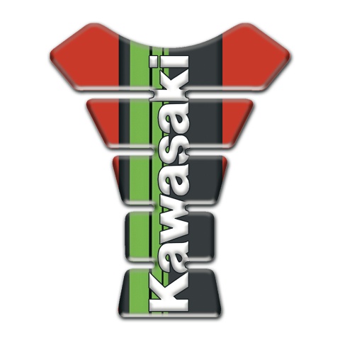 Kawasaki Tank Pad Motorbike Red Warp and Black Green Logo Panel 