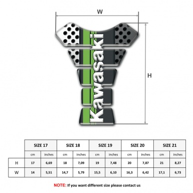 Kawasaki Tank Pad Motorbike Perforated Warp Style Green Tape Logo Panel 