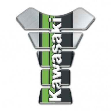 Kawasaki Tank Protector Silver background and Green Tape Logo Panel 