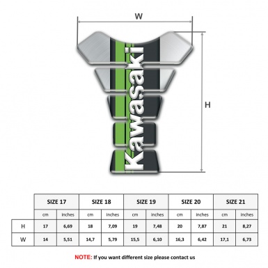 Kawasaki Tank Protector Silver background and Green Tape Logo Panel 