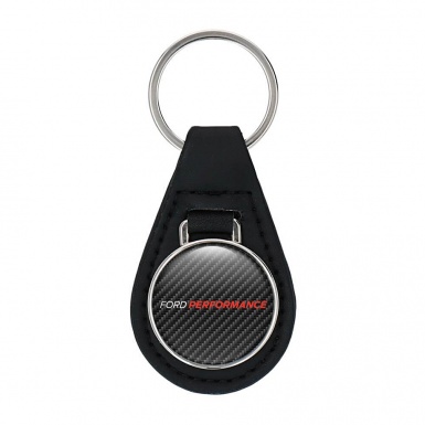 Ford Performance Key Fob Leather Dark Carbon Red Logo