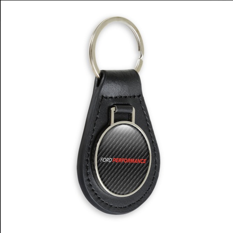 Ford Performance Key Fob Leather Dark Carbon Red Logo