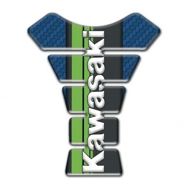 Kawasaki Tank Guard Pads Navy Blue Carbon background 