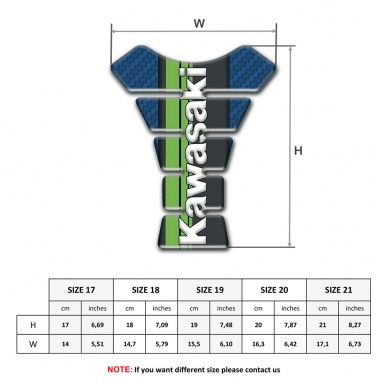Kawasaki Tank Guard Pads Navy Blue Carbon background 