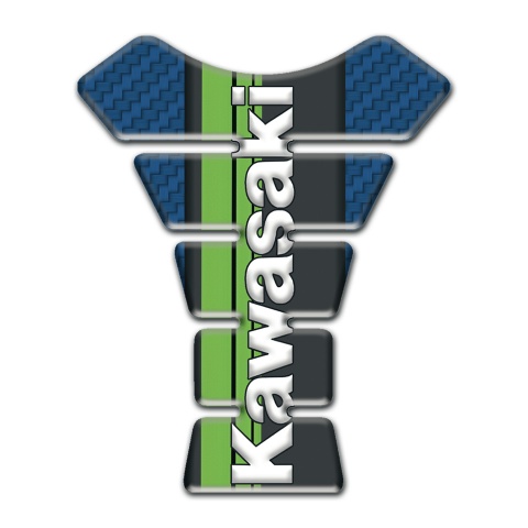 Kawasaki Tank Guard Pads Navy Blue Carbon background 