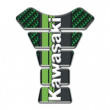 Kawasaki Tank Pad Motorbike Green Carbon Background Style 