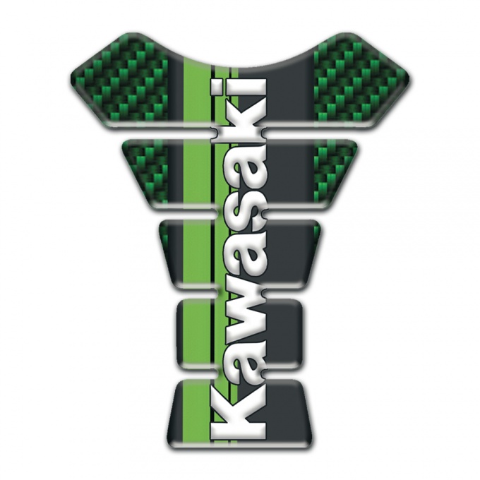 Kawasaki Tank Pad Motorbike Green Carbon Background Style 