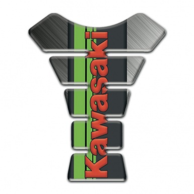 Kawasaki Tank Guard Pads Polished Base Red Logo 