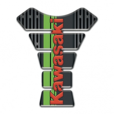 Kawasaki Tank Protector Gray Ornament Base Red Logo Design 