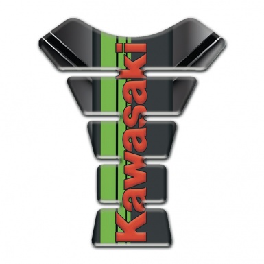 Kawasaki Tank Pad Motorbike Unique Model With Green Tape and Red Vertical Logo 