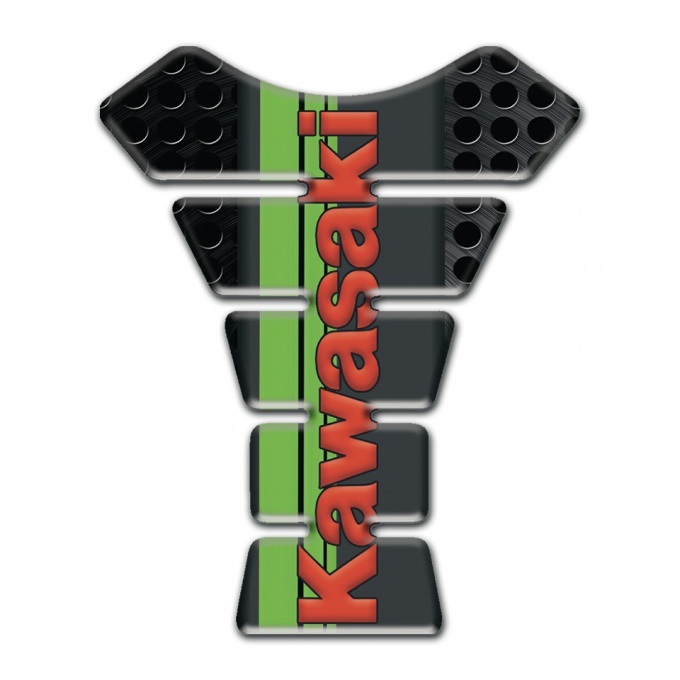 Kawasaki Tank Protector Black Perforated Basew with Red Logo 