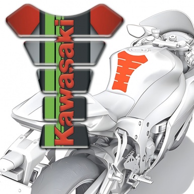 Kawasaki Tank Guard Pads Red Gray Base Red Logo Edition