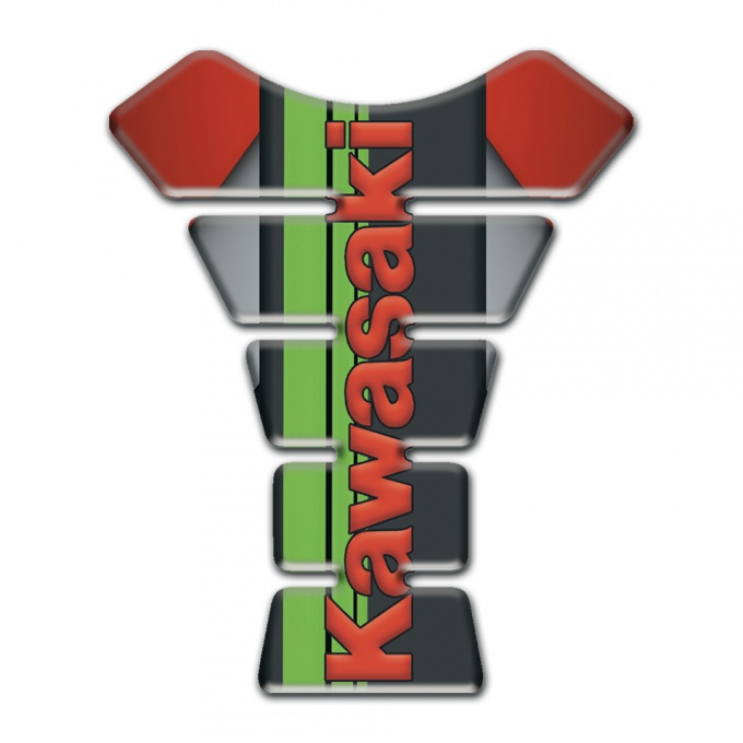 Kawasaki Tank Guard Pads Red Gray Base Red Logo Edition