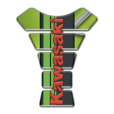 Kawasaki Tank Pad Protector Green Decoration base Red Logo Design 